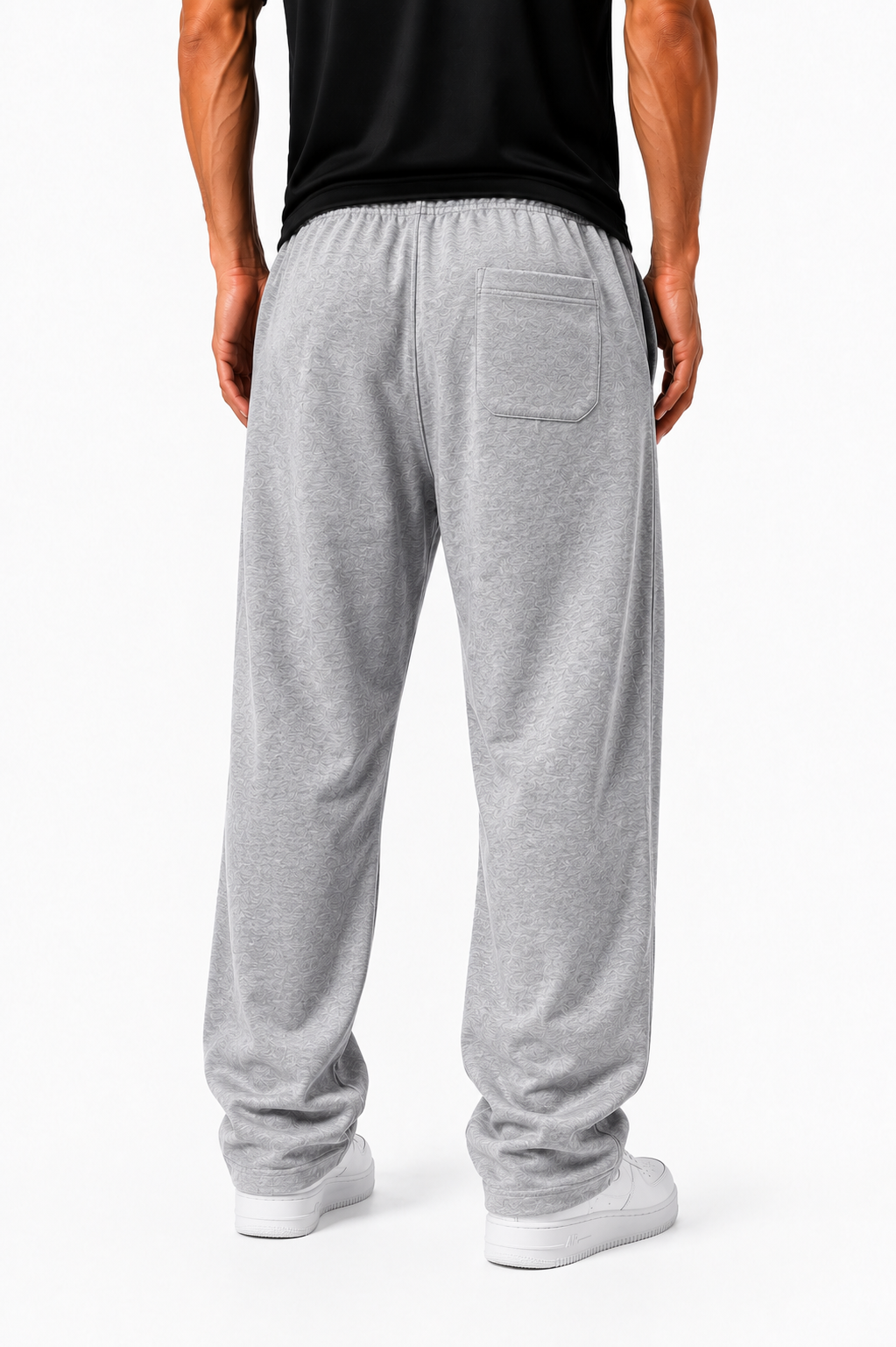 MEN'S HEATHER GREY PLEATED BAGGY TROUSERS