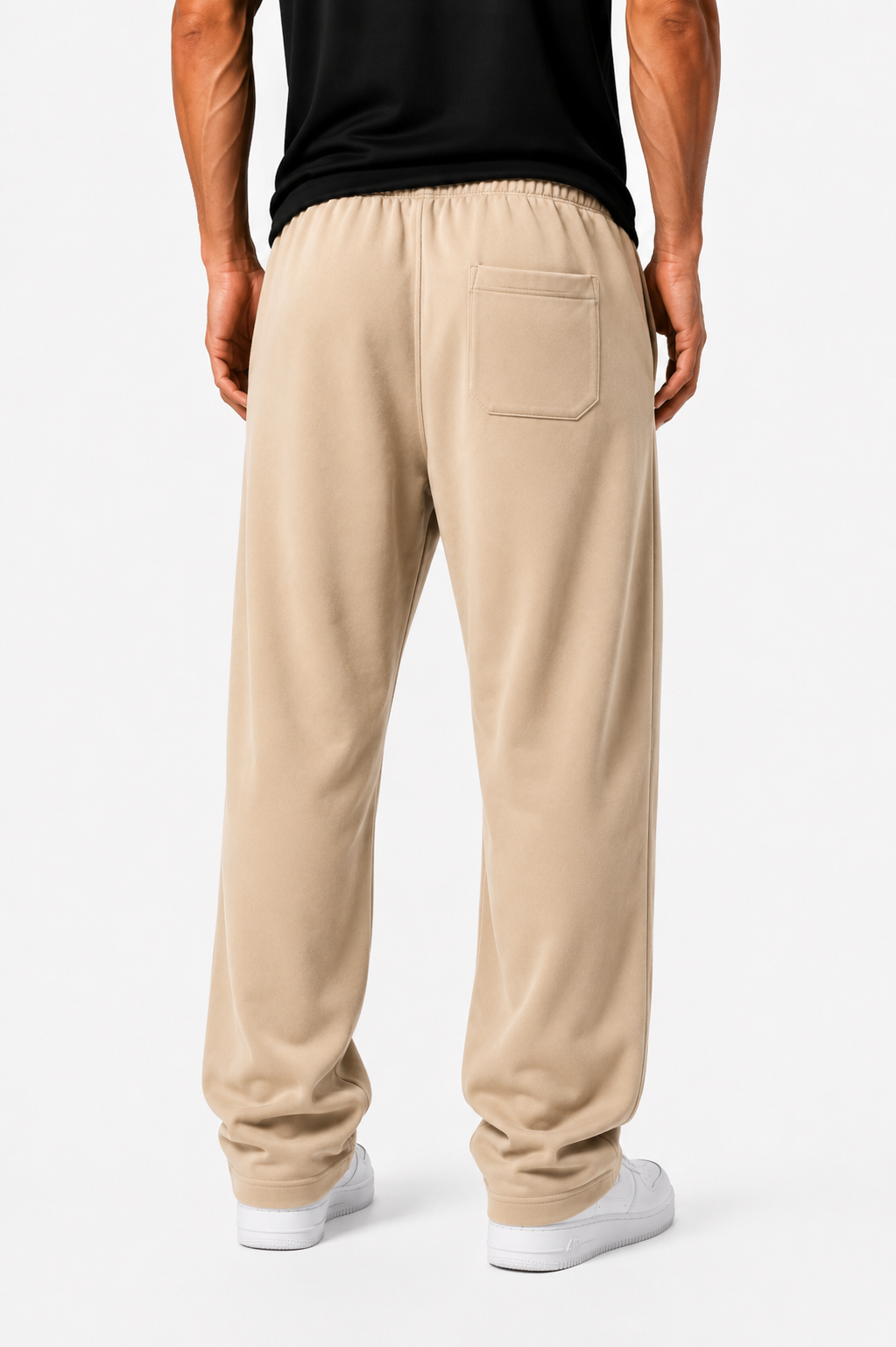 MEN'S BEIGE PLEATED BAGGY TROUSERS