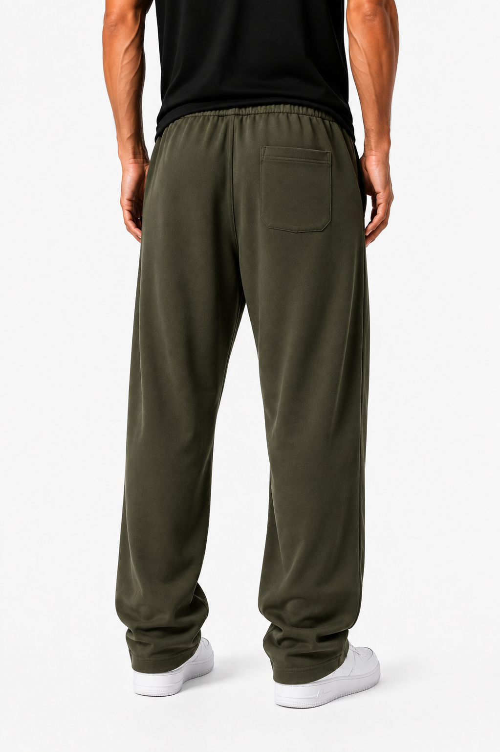 MEN'S OLIVE GREEN PLEATED BAGGY TROUSERS